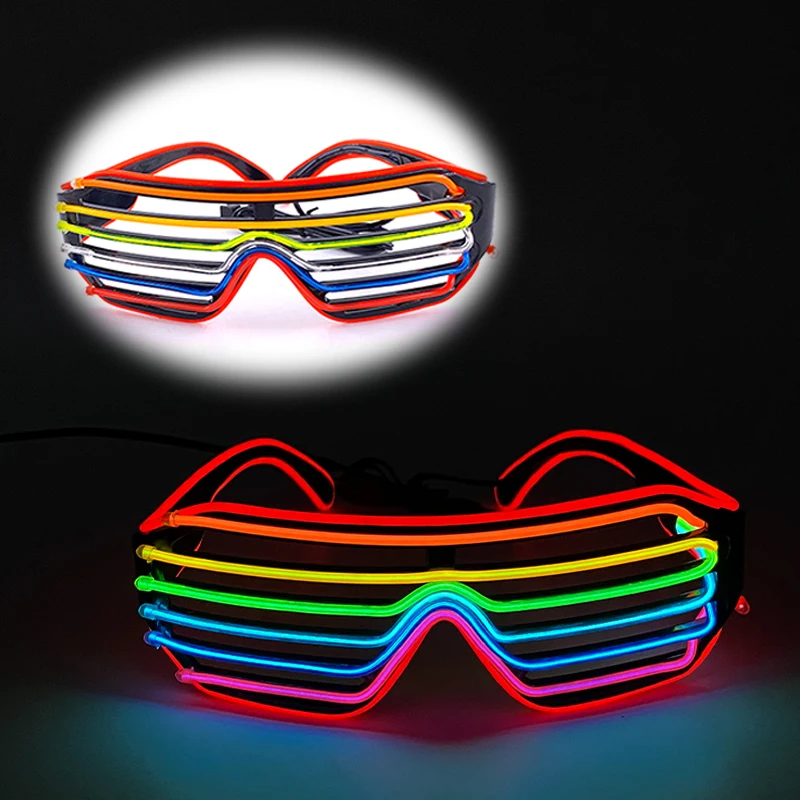 10 Colors Fashion EL Wire Neon LED Sunglasses Bar Dance DJ Bright Flashing Sun Glasses Men Light Up Eyewear