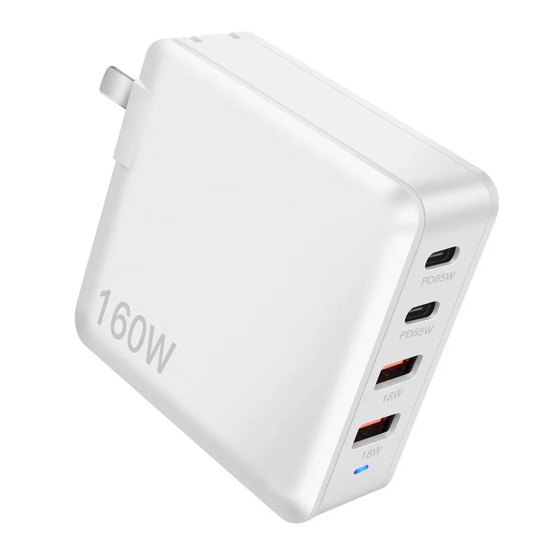 160W USB C Fast Charger GaN Compact 4 Port PD Fast Charger Charging Station Block Laptop Power Adapter Compatible with MacBook P