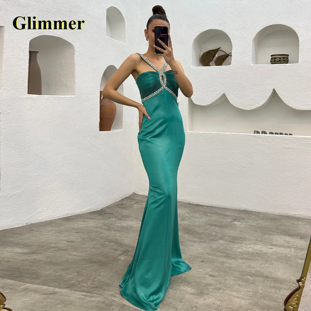 

Glimmer Modern Crystal Sleeveless Evening Dresses Formal Prom Gowns Personalised Girl Arabic Fiesta De Noche Robe Ball Stretch
