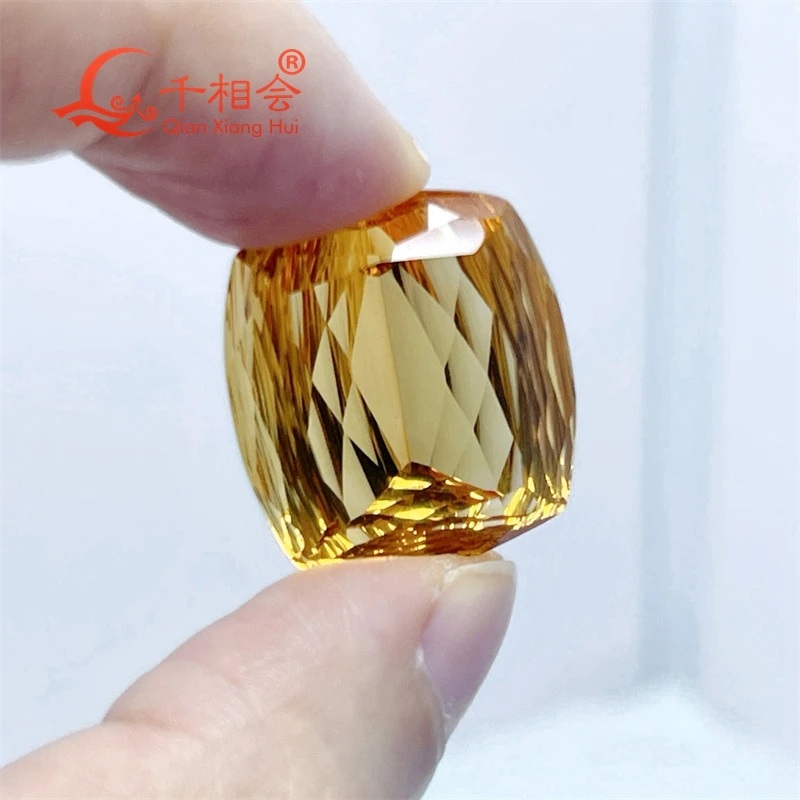 30.85ct Natural Citrine Gemstone Long Cushion Shape Millennium Cut Loose Stone for Jewelry Making with GRC Certification