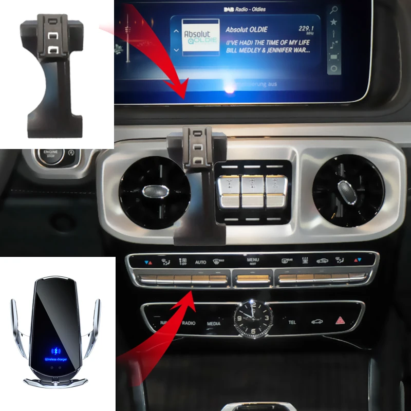 Car Phone Holder For Mercedes Benz G500 G63 W463 2019-2022 15W QI Wireless  Charger Magnetic USB Infrared Fast Charging - AliExpress