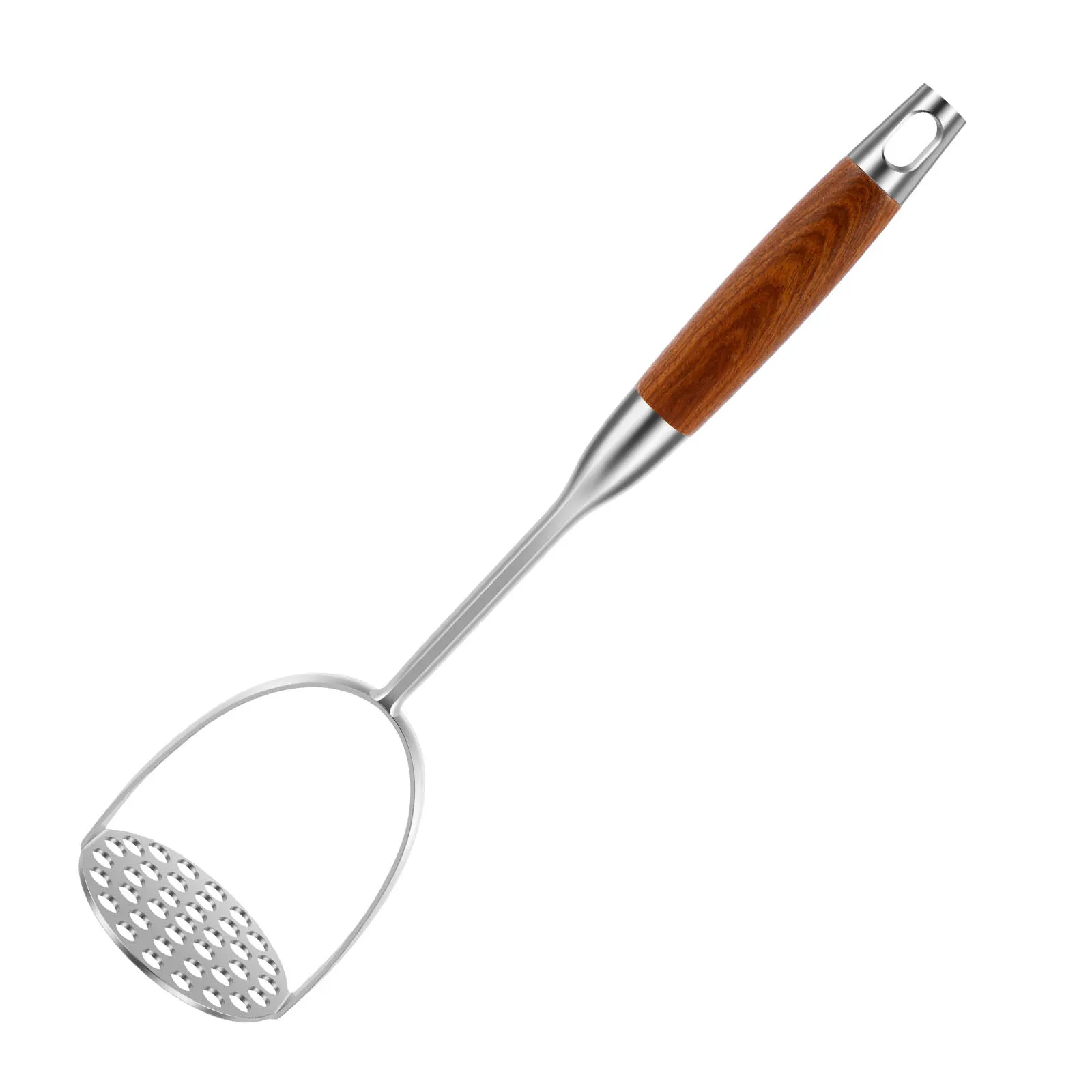 Stainless Steel Mashed Potato Masher Wood Handle Heavy Duty Potato Masher Integrated Kitchen Tool Avocado Beans Potato Masher