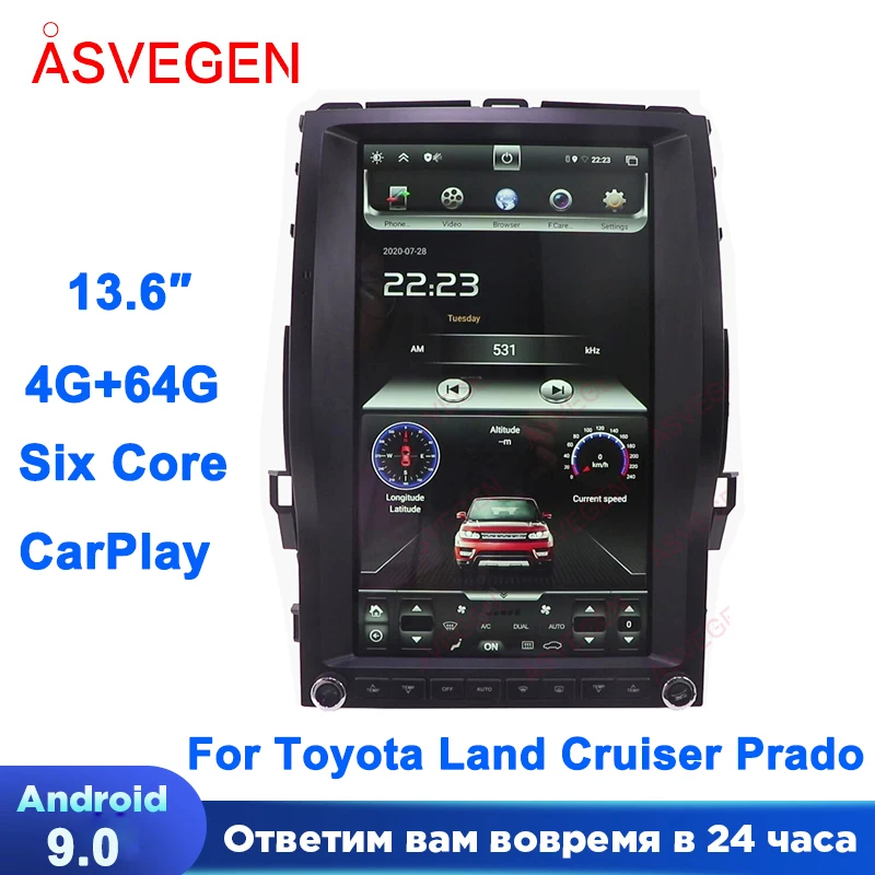 

13.6" Android 9.0 Car Radio Player For Toyota Land Cruiser Prado Multimedia Bluetooth GPS Wifi Audio Navigation Auto Stereo