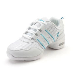 Women's Modern Jazz Dance Shoes with Soft Outsole - Stylish & Comfortable Dance Sneakers Wholesale - 8 (White - Blue)