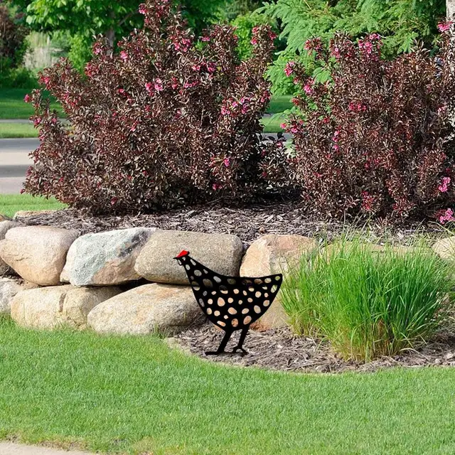 Fekete Csirke Kerti Tét Kreatív Kert Álló Szobor Akril Tyúk Kerítés - Image 5