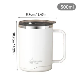 Insulated Stainless Steel Coffee Mug with Handle - Leak - Proof Drinkware - 401 - 500ml (E Style White)