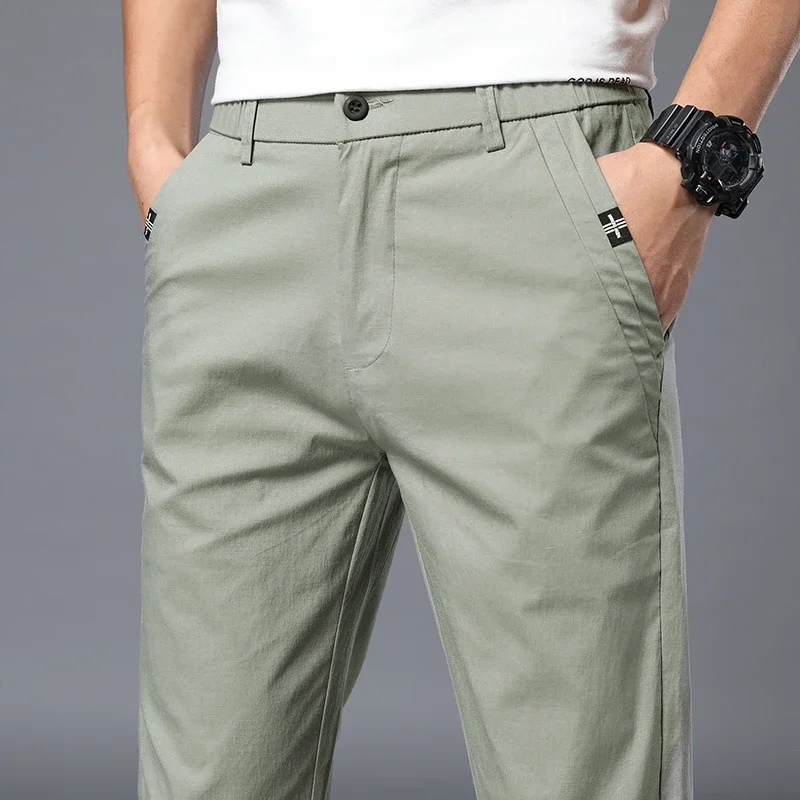Streetwear Men\'s Fashion Casual Suit Pants Spring Summer Solid All-match Slim Korean Male Clothing New Full Straight Trousers 38