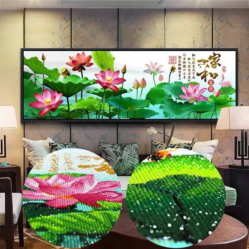 

Rhinestone Picture Full Round Drill Special Shaped Diamond Painting Lotus Flowers DIY 5D Cross Stitch Decor "Home Sweet"