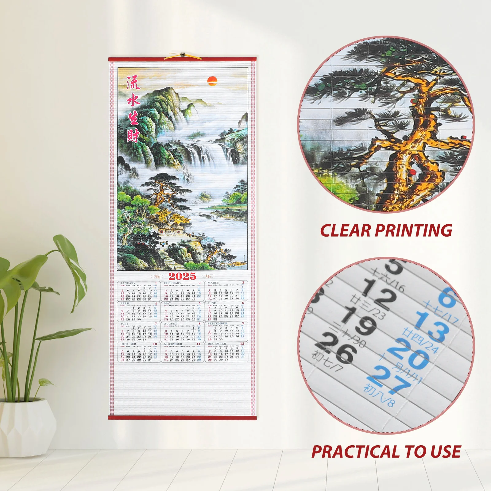 Chinese Year Of The Snake Wall Calendar Chinese Scroll Household Monthly Hanging Paper Rattan Office For Dating Room Daily