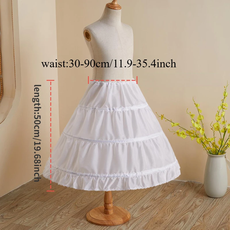 Girls 3 Hoops Petticoat Full Slip Flower Girl Pettidress for 15 Years Old Crinoline Skirt Petticoats children Underskirt