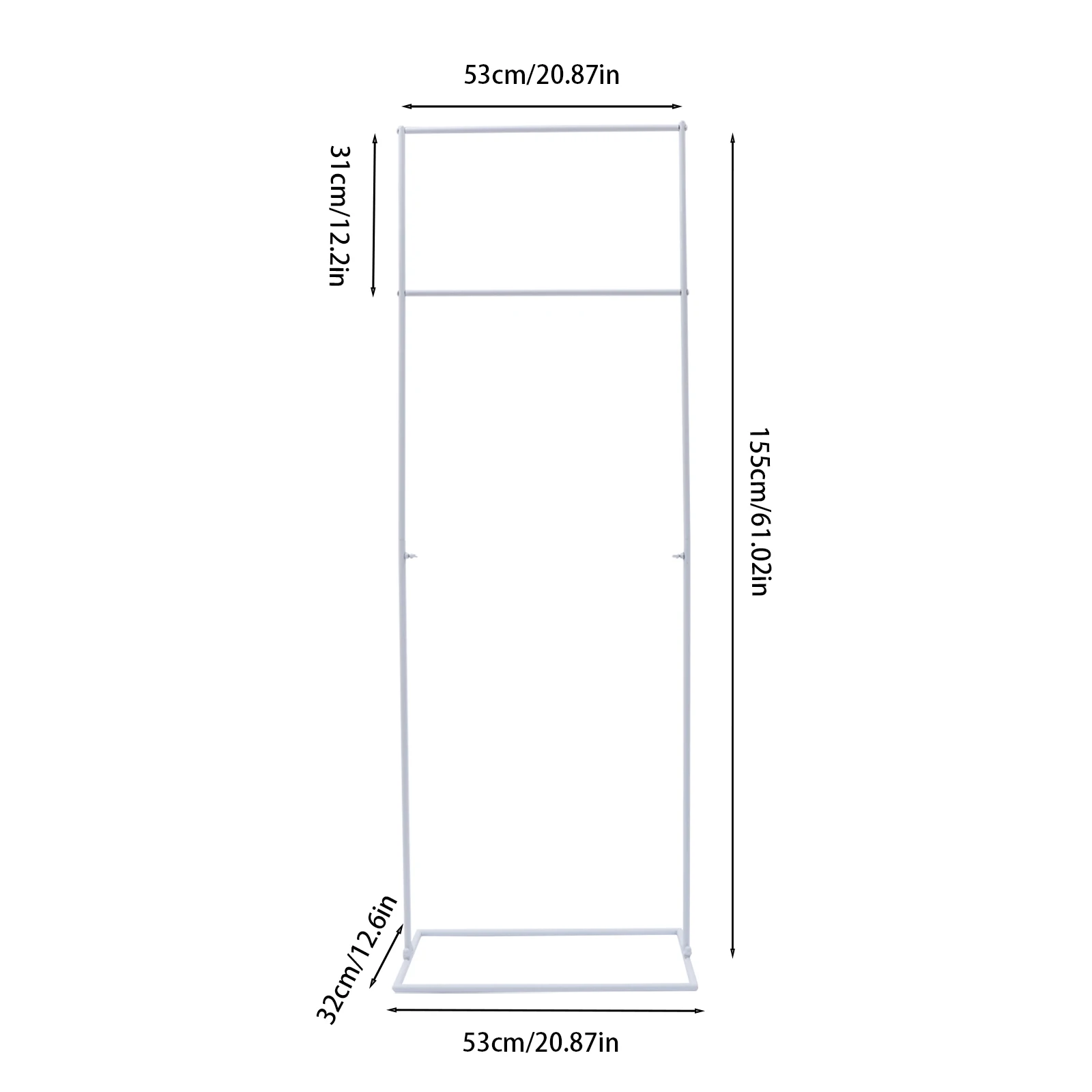 5FT Metal Wedding Arch Stand Rectangle Balloon Frame Backdrop Venue Decor Flower Display Rack for Wedding 155cm Gold/White