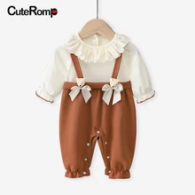

Newborn Spring Baby Girl Romper Ruffled Lace Long Sleeve Jumpsuit Bodysuit Cute Little Bear 0-18M Onesies Outfits Clothes