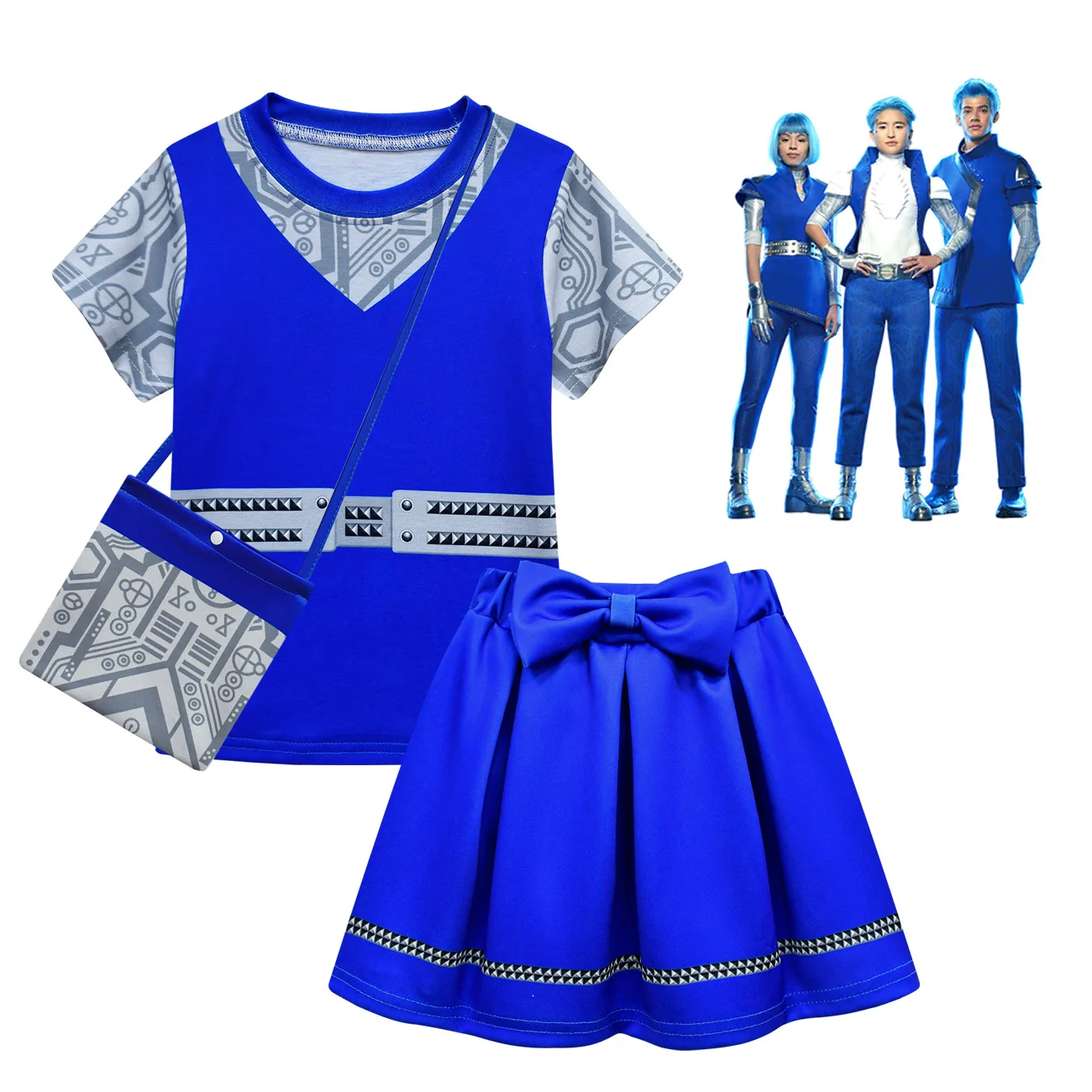 Girls Zombies 3 Addison Halloween Costumes Kids Cosplay Top Skirts Bag