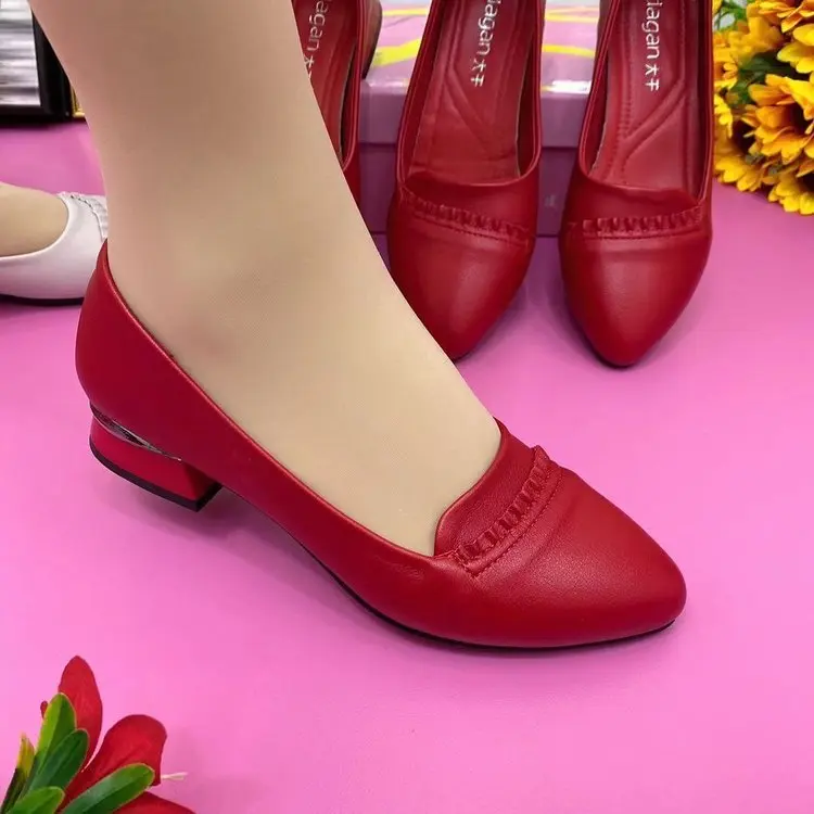 Spring Women Pumps Shoes Pointed Toe Women Flat Shoes Solid Color Slip On Casual Soft Comfort Pu Leather Chaussure Femme