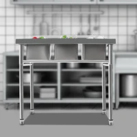 3-Compartment Utility Sink Stainless Steel Commercial Grade Laundry Tub Culinary Sink for Outdoor Indoor Laundry/Utility Room 1