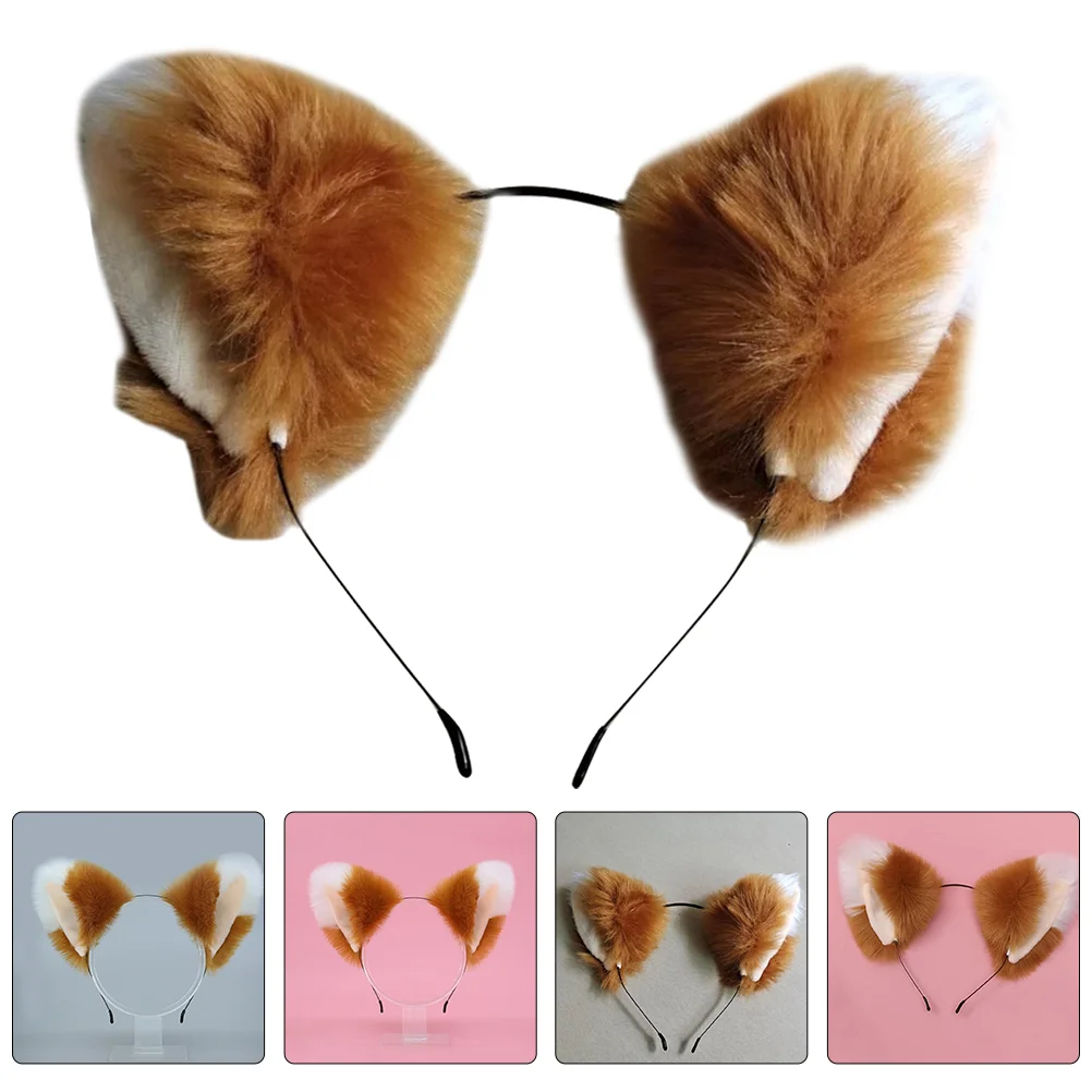 Brown Cat Ears Furry Headband Animal Ear Headband Ears Cosplay Hairband Foxes Prop Furry Headwear Female Stylish Accessory