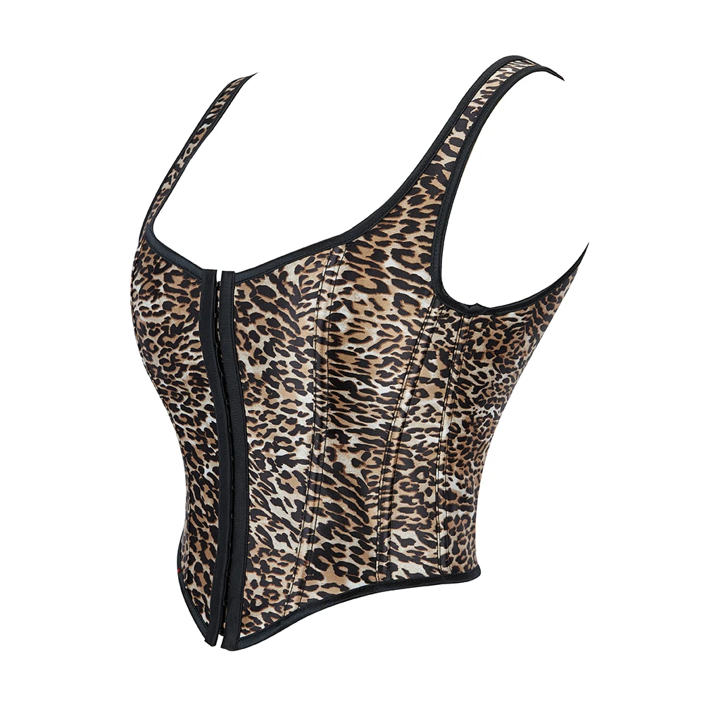 Leopard Crop Tops Corset Vest Sleeveless Summer Cami Korset Camisole Crop Top