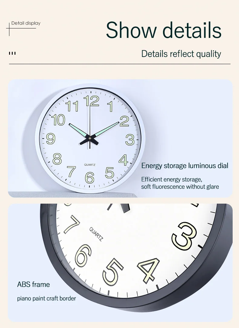 Simple Round Wall Clock Luminous Number Hanging Clocks Fashion Mute Watch Modern Electronic Quiet Dark Glowing For Living Room