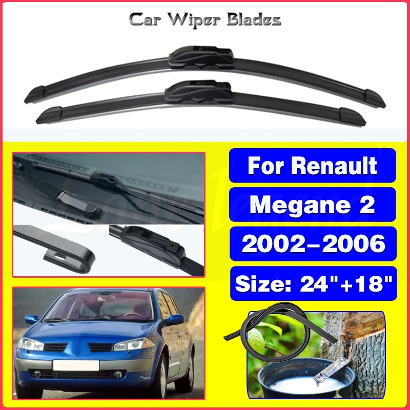 Per Renault Megane 2 2002-2006 Spazzole Tergicristallo Anteriori Posteriori Spazzole Accessori Taglierina J U Gancio 2002 2003 2004 2005 2006 24 "+ 18