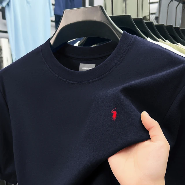T-shirt à manches courtes en coton soyeux respirant haut de gamme pour homme, collection été, marque Pony, décontracté, col rond 1