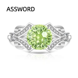 Sterling Silver Sky Blue Crystal Infinity Band Ring - Luxury Jewelry Gift (Apple green)