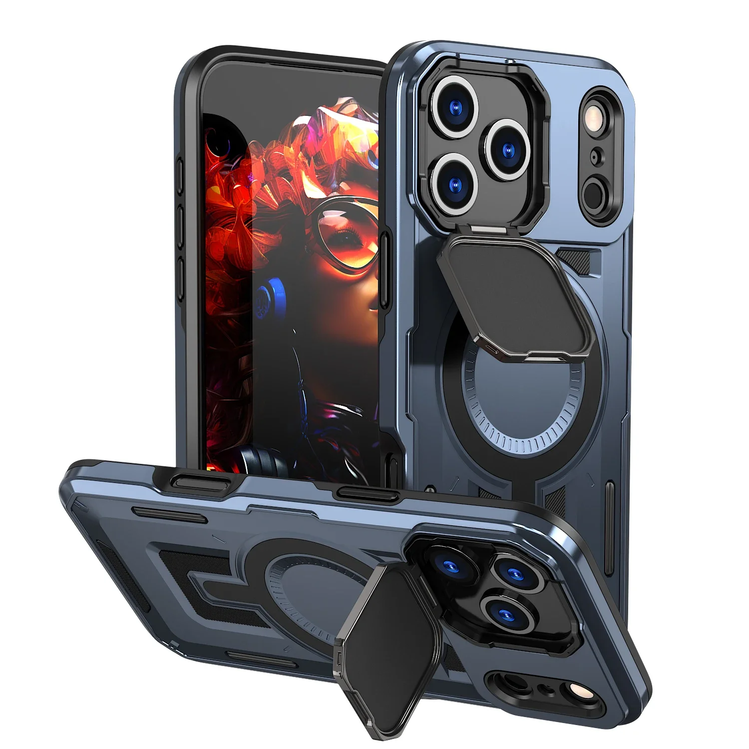 Magnetic Camera Protective Case with Kickstand and Impact Resistance
