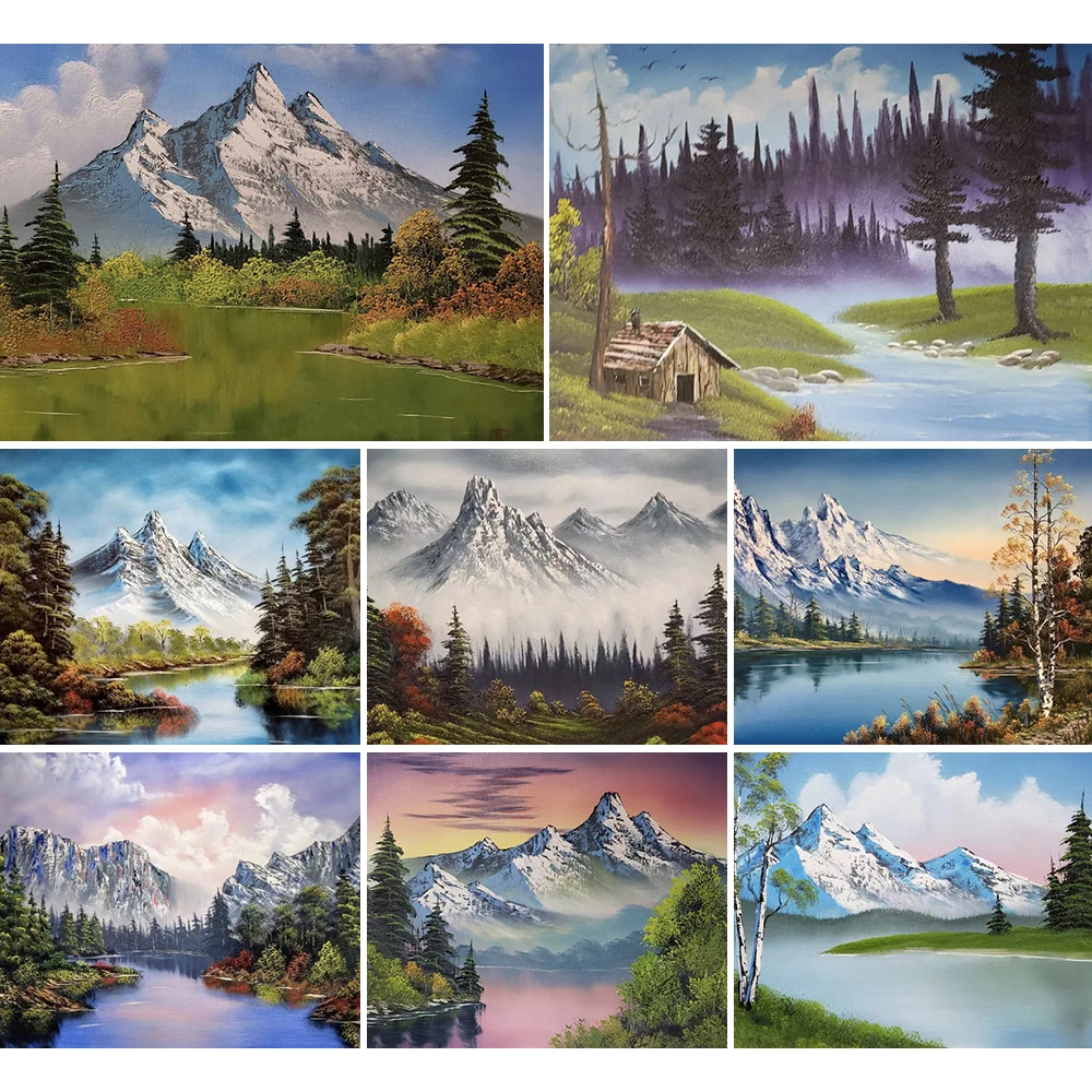 Landschaft Berg See Gedruckt Stoff Kreuz Stich Stickerei Komplette Kit Hobby Handarbeit Stricken Nähen Design Geschenk Zahnseide