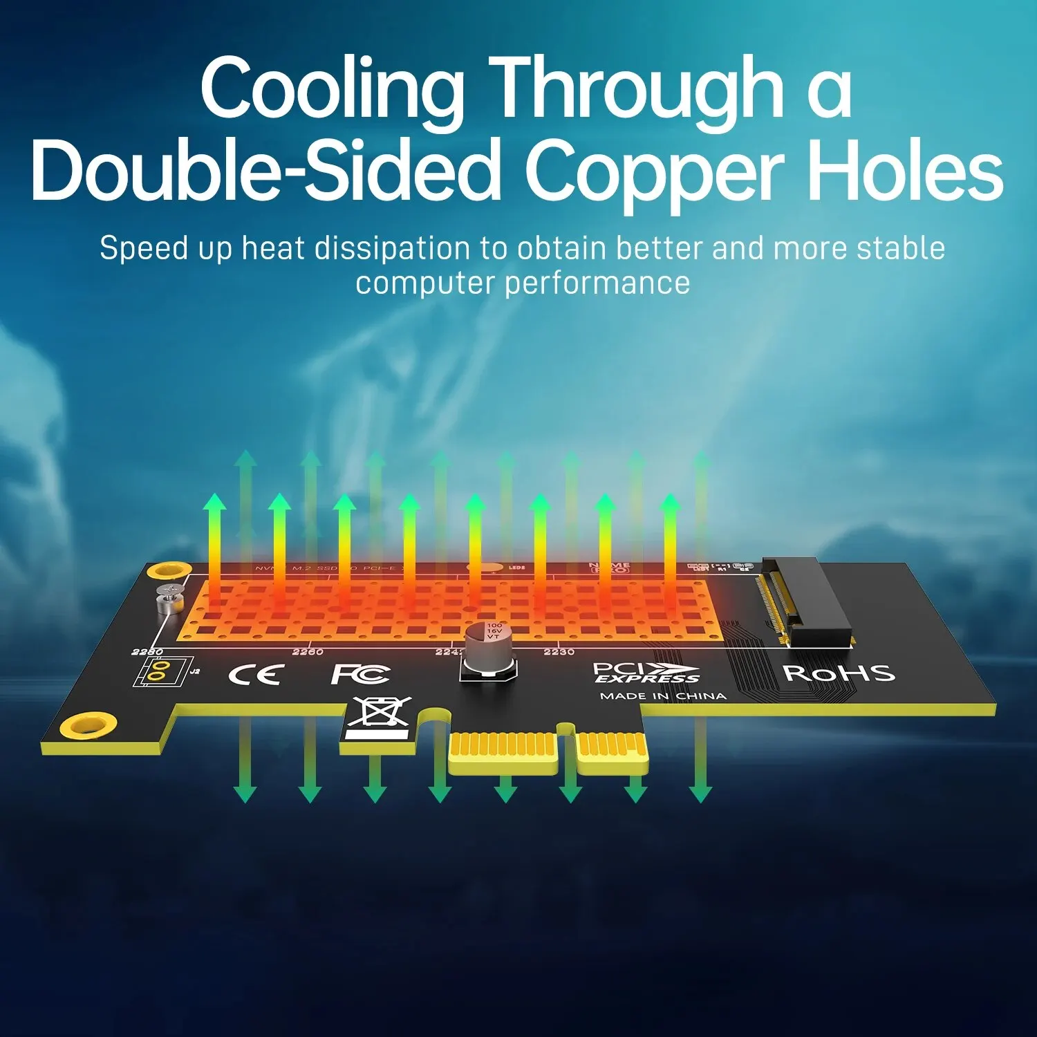 JEYI NVME SSD to PCIE X1 Adapter Card, 2280 SSD PCIe