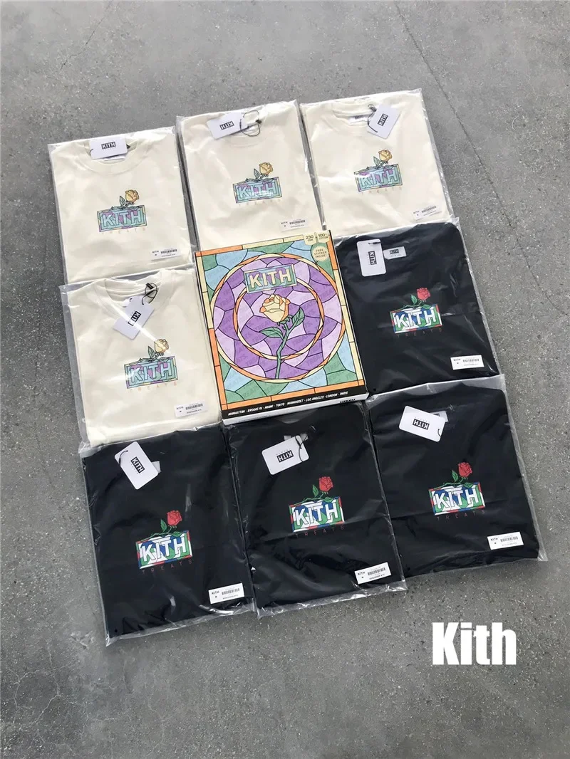 

KITH FW Flowers Box T Shirt Men Women Contton Best Quality T-Shirt Tee Short Sleeve