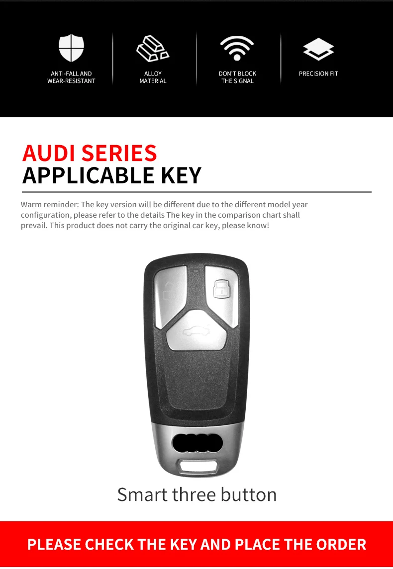 Portachiavi in metallo con telecomando per auto portachiavi per Audi A4 B9 A5 A6 8S 8W Q5 Q7 4M S4 S5 S7 TT TTS TFSI RS supporto senza chiave 7 Portachiavi in metallo con telecomando per auto portachiavi per Audi A4 B9 A5 A6 8S 8W Q5 Q7 4M S4 S5 S7 TT TTS TFSI RS supporto senza chiave - Sdec0b4e0aa2040c4a766ef1f4df1b932c