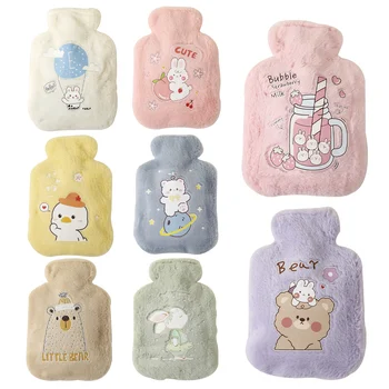 Cute Hot Water Bottle Bag For Girls Plush Faux Fur Hand Warmer Hot Water Thermal Bag Reusable Winter Warming Product