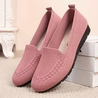 Women's Solid Color Knit Loafers Lightweight Anti Slip Flat Shoes for Casual Wear - Image 4
