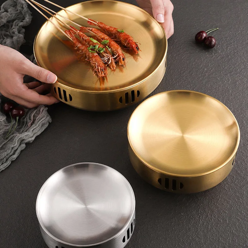 Grill barbecue rack Korean 304 stainless steel grill barbecue rack roast meat plate dry pot tray bar restaurant tableware 1 Pc