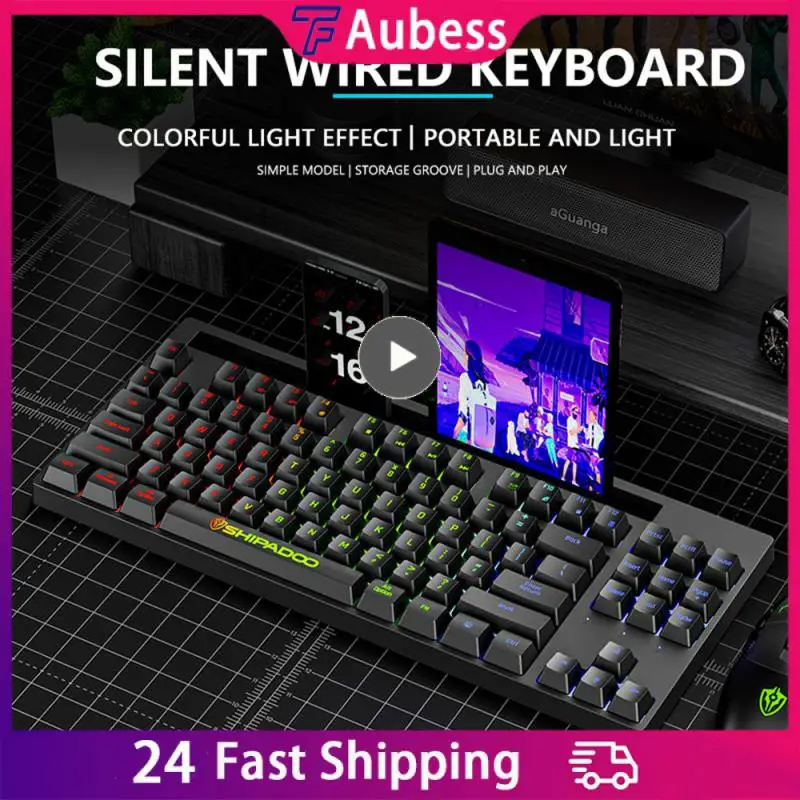 K87V2 유선 발광 미니 발광 키보드, 기계식 느낌 87KEY 키, 펑크 라운드 키 색상