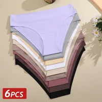 6 pièces femmes culottes sans couture glace soie Ultra mince slips femme sous-vêtements doux dames taille basse Lingerie Sexy haute culotte élastique 1