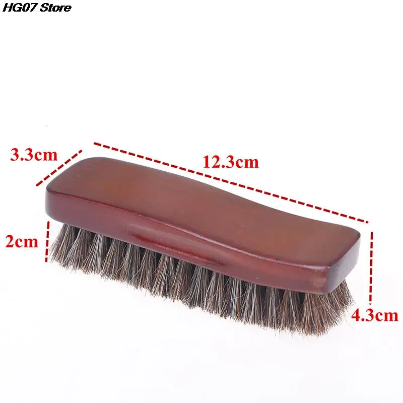 1PC Natural wood Bristle Horse Hair Shoe Boot Brush Care Clean Shine Polish Brush 4