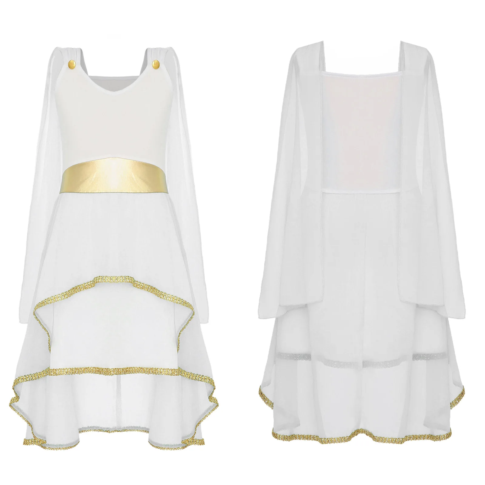 Costume Greco Per Bambina Athena – Vestito Da Principessa Per Halloween E Cosplay, Bianco