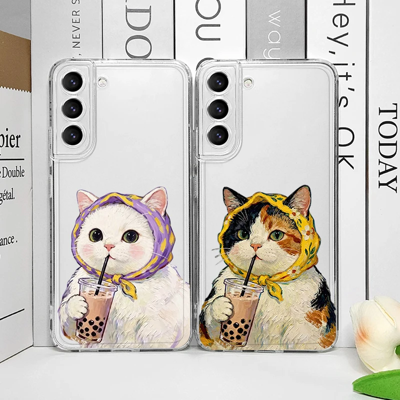 Charming Cartoon Cat Couple Soft Phone Case