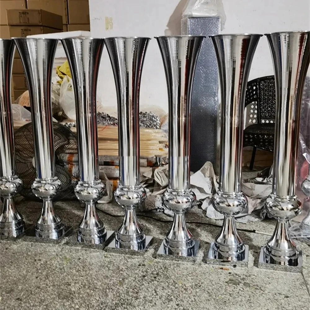 4 to 14pcs)white/ sliver/Gold Vase Cnterpieces Metal Trumpet Vases Wed Flower Stand Centre Pieces Wedding DecorationFor Wedd