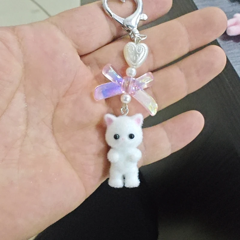 몰려 들고 곰 고양이 펜던트 키 체인 하트 활 모양의 열쇠 고리 Bowknot 열쇠 고리 쥬얼리 카메라 가방 Decors Handmade 