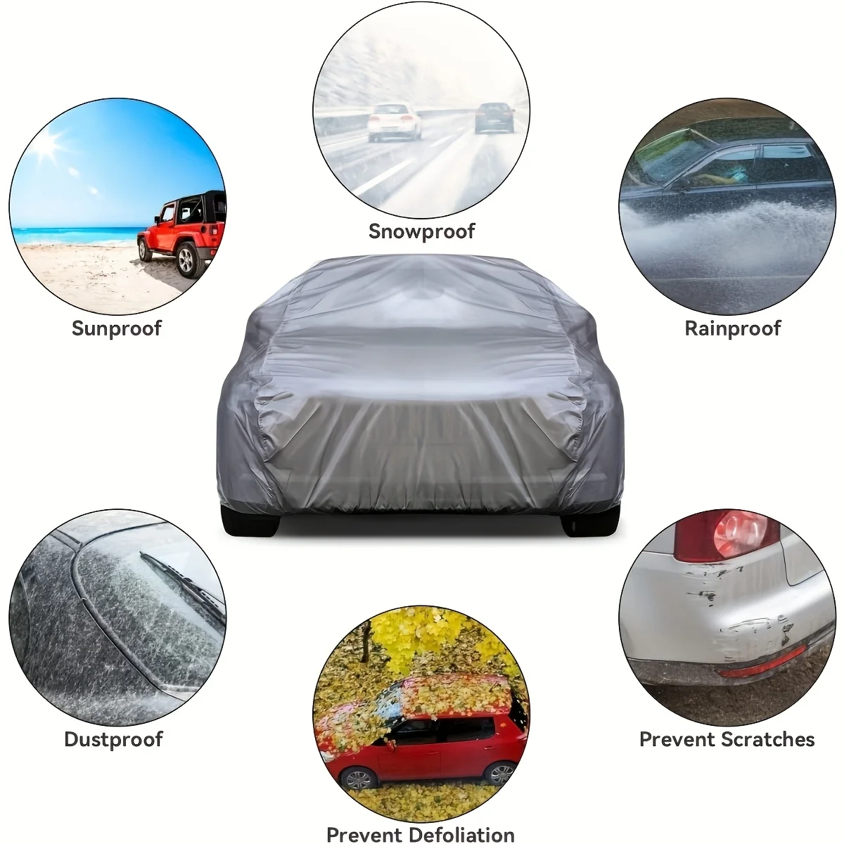 Housse de voiture imperméable toutes saisons - Protection UV, neige, poussière