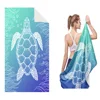 Microfiber Beach Towel Absorbent bath towel big Quick-drying sunscreen for Adults Travel Swimming Pool Blue Turtle Pattern 27*55 6
