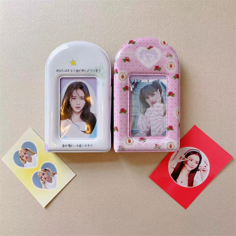 Sharkkang 새로운 도착 Kawaii 3 인치 엽서 앨범 20pcs 슬리브 딸기 케이크 보관 카드 가방 아이돌 카드 수집 주최자