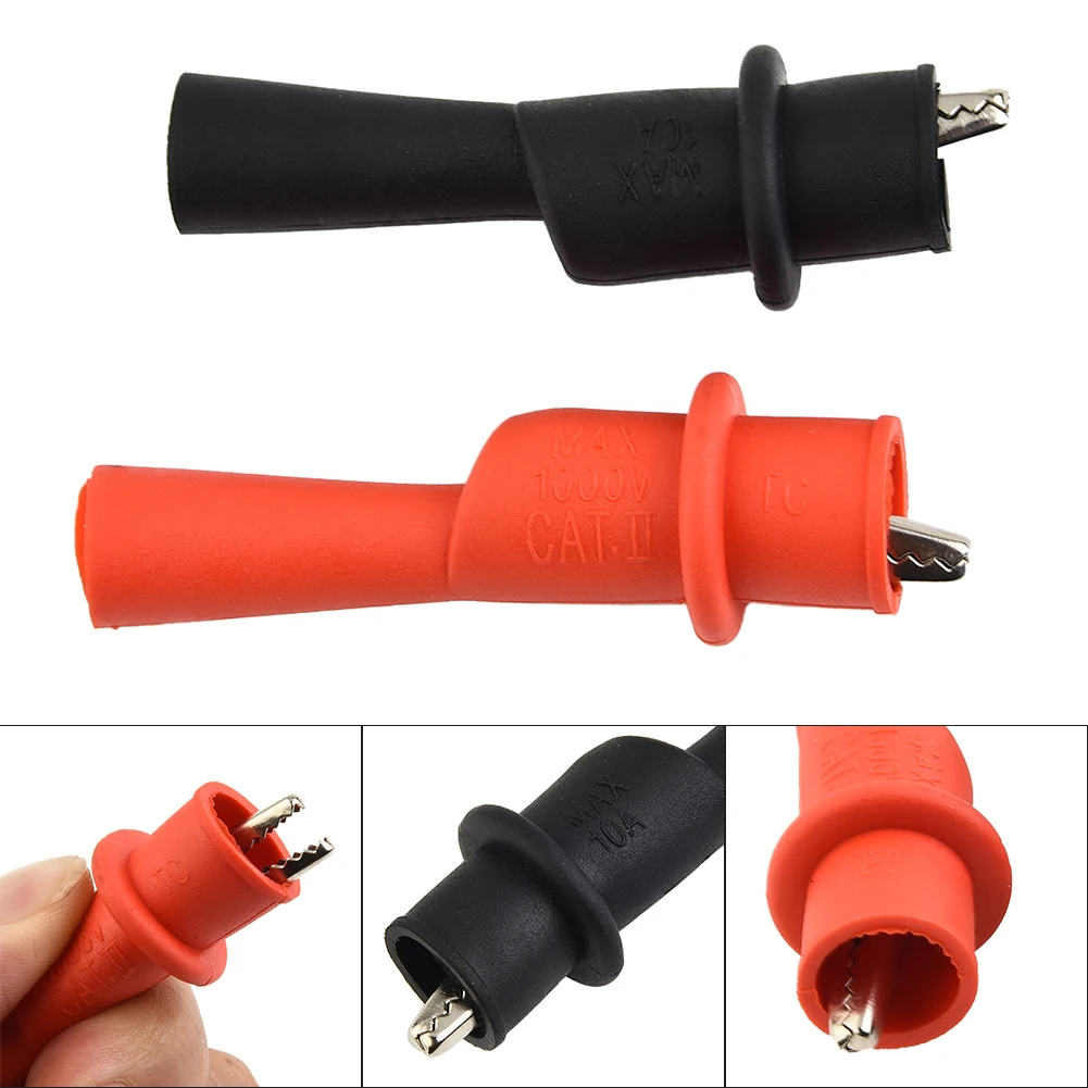 1Pair Alligator Clip Wire Tips Test Clip Clamp Red + Black For Multi-Meter Tester AC DC 10A 1000V Measure Tool Accessories