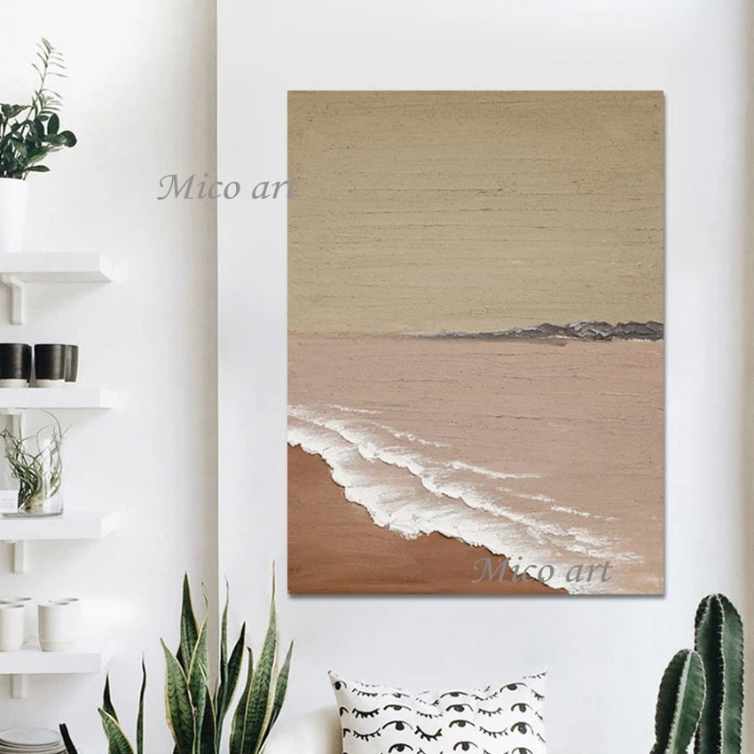 

Акриловая текстура абстрактная живопись маслом Морской пейзаж холст картина без рамки Большой размер пляж красивый пейзаж настенная живопись