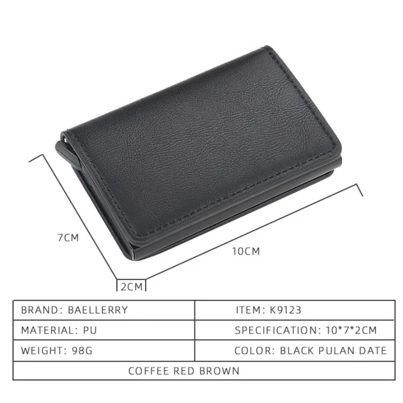Aluminum Wallet Slim Aluminum Wallet With Back Pouch ID Credit Card Holder Mini RFID Automatic Pop up Bank Card Case