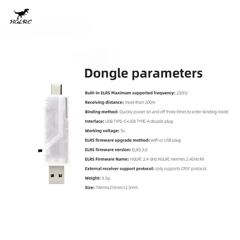 HGLRC ELRS 2.4GHz Dongle USB sans fil pour simulateur SIM RC