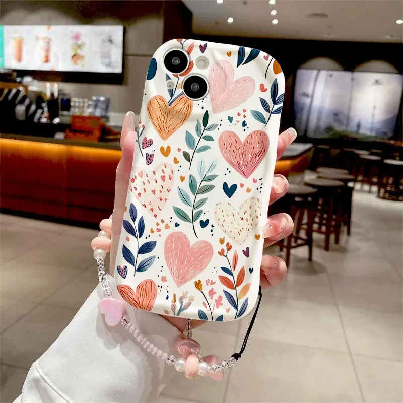 Elegant Heart Flower Chain Phone Case - Chic & Stylish Protection