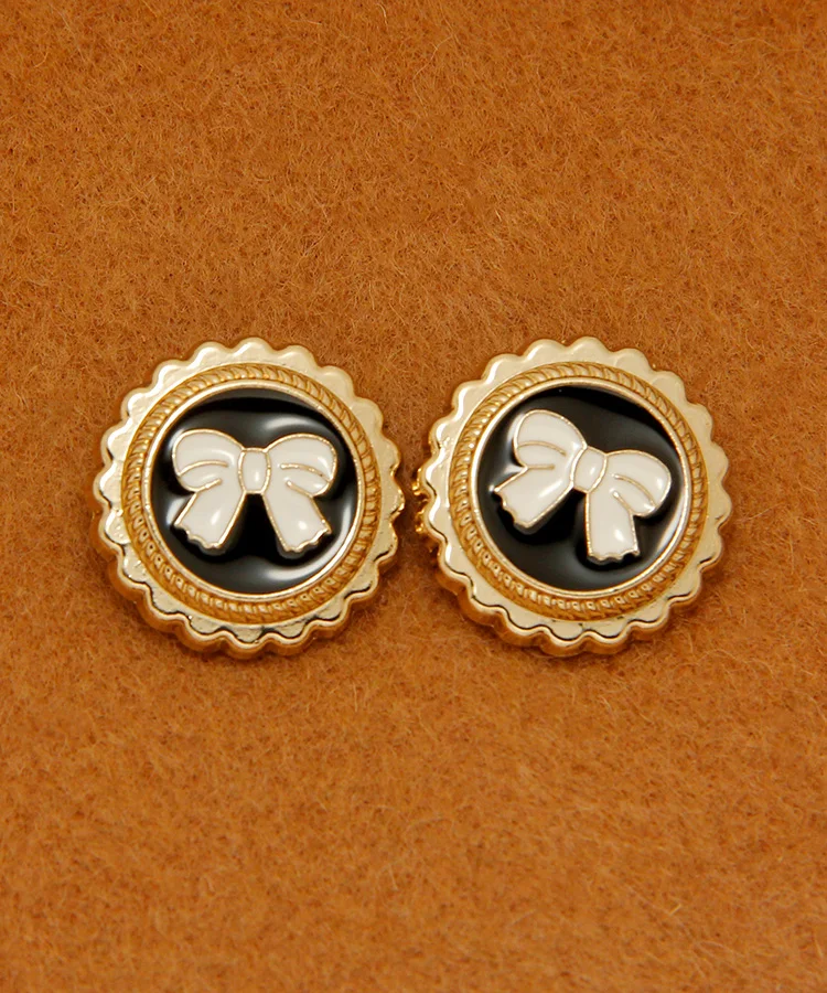 

Free shipping 20pcs/lot Delicate black and gold high-grade metal decorative buttons fashion female clothing bowknot child button