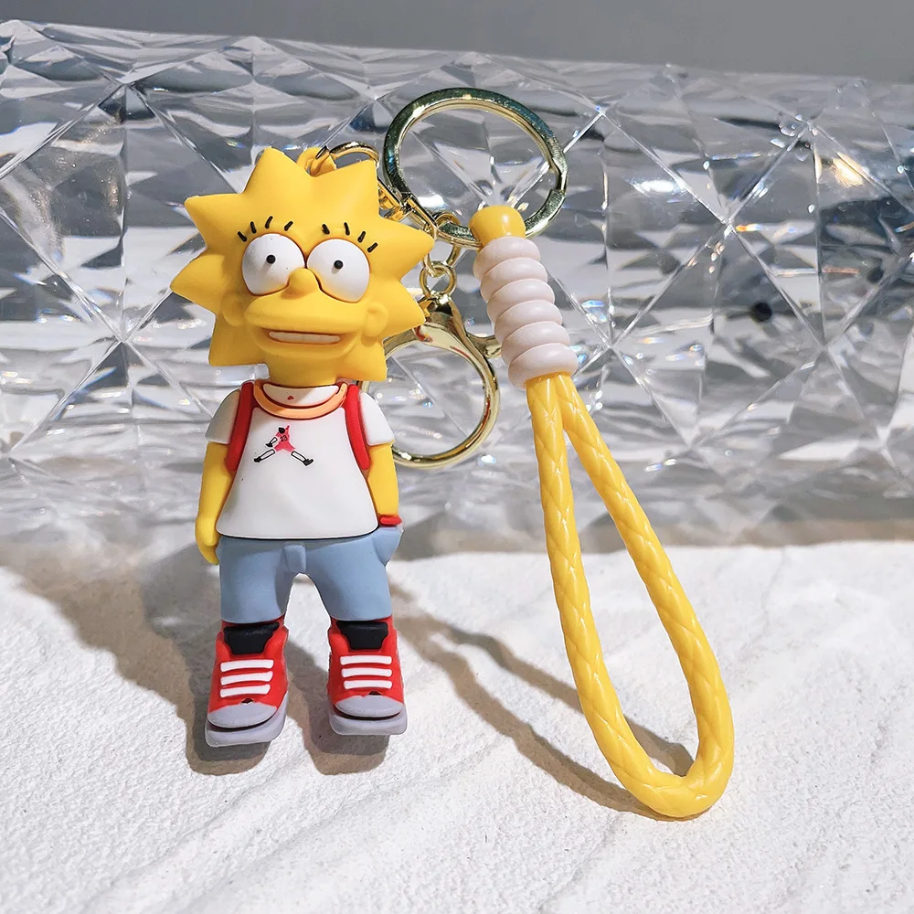 Cartoon The Simpsons Keychain Lisa Bart Homer J. Simpson Keyring Backpack Creative Car Key Chain Accessorie Toys Christmas Gifts